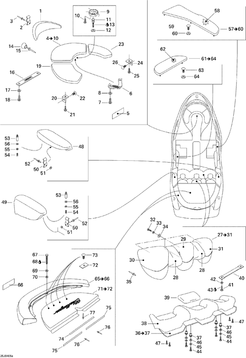 Sea-Doo SEAT Bracket, OEM Part # 204610100