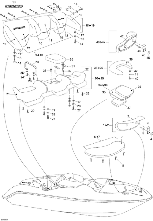 Sea-Doo Keeper SEAT ASM, OEM Part # 204613172