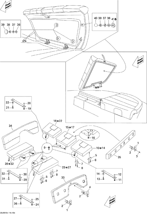 Sea-Doo REAR Backrest, OEM Part # 204613804