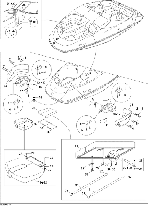 Sea-Doo Front SEAT ASM Starboard, OEM Part # 204614042