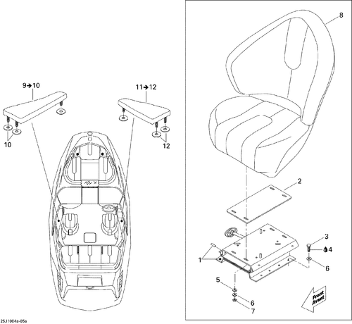 Sea-Doo Elbowrest Asm/stbd., OEM Part # 204614658