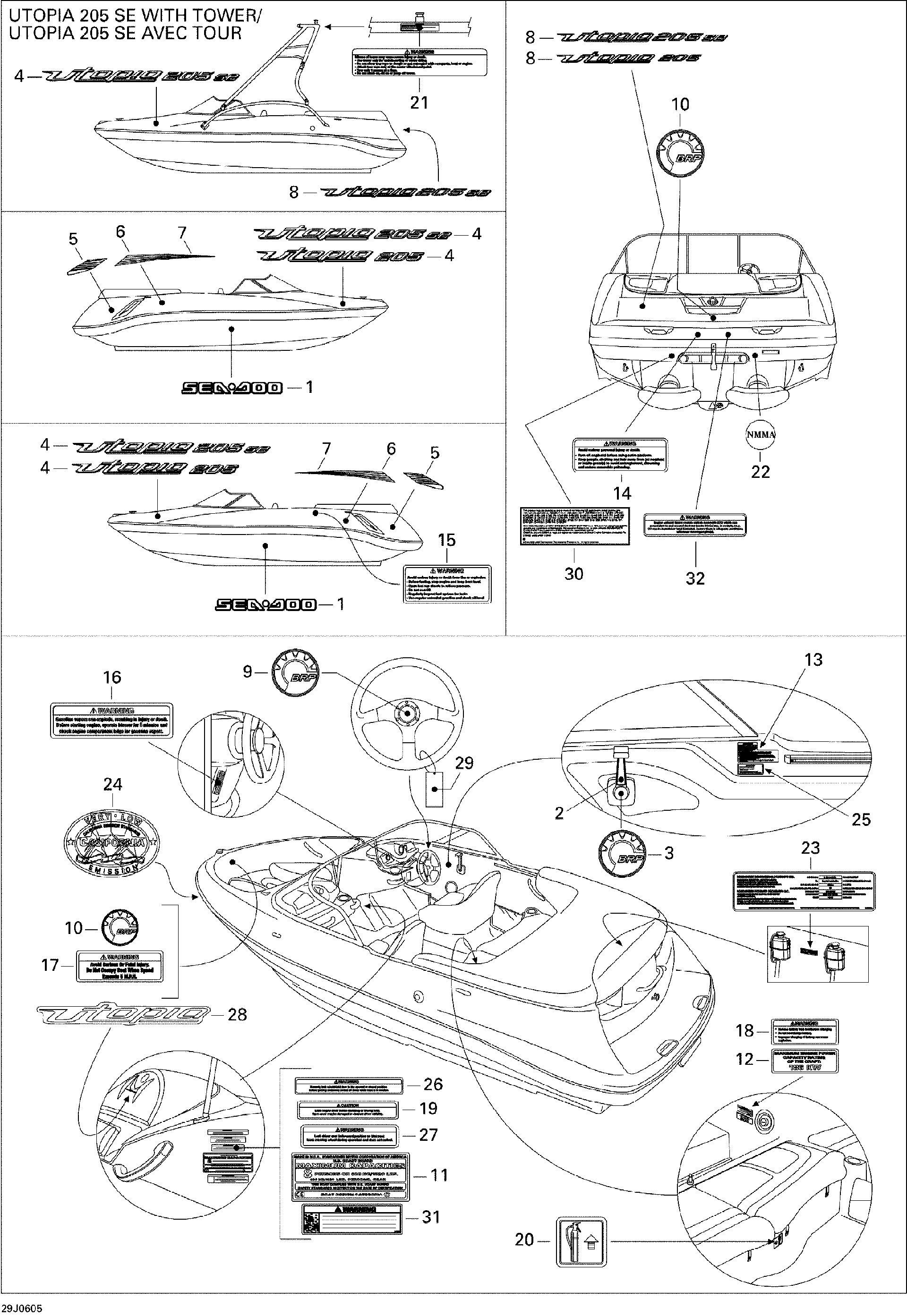 Sea-Doo Front DECK Graphic PORT SI, OEM Part # 204901595