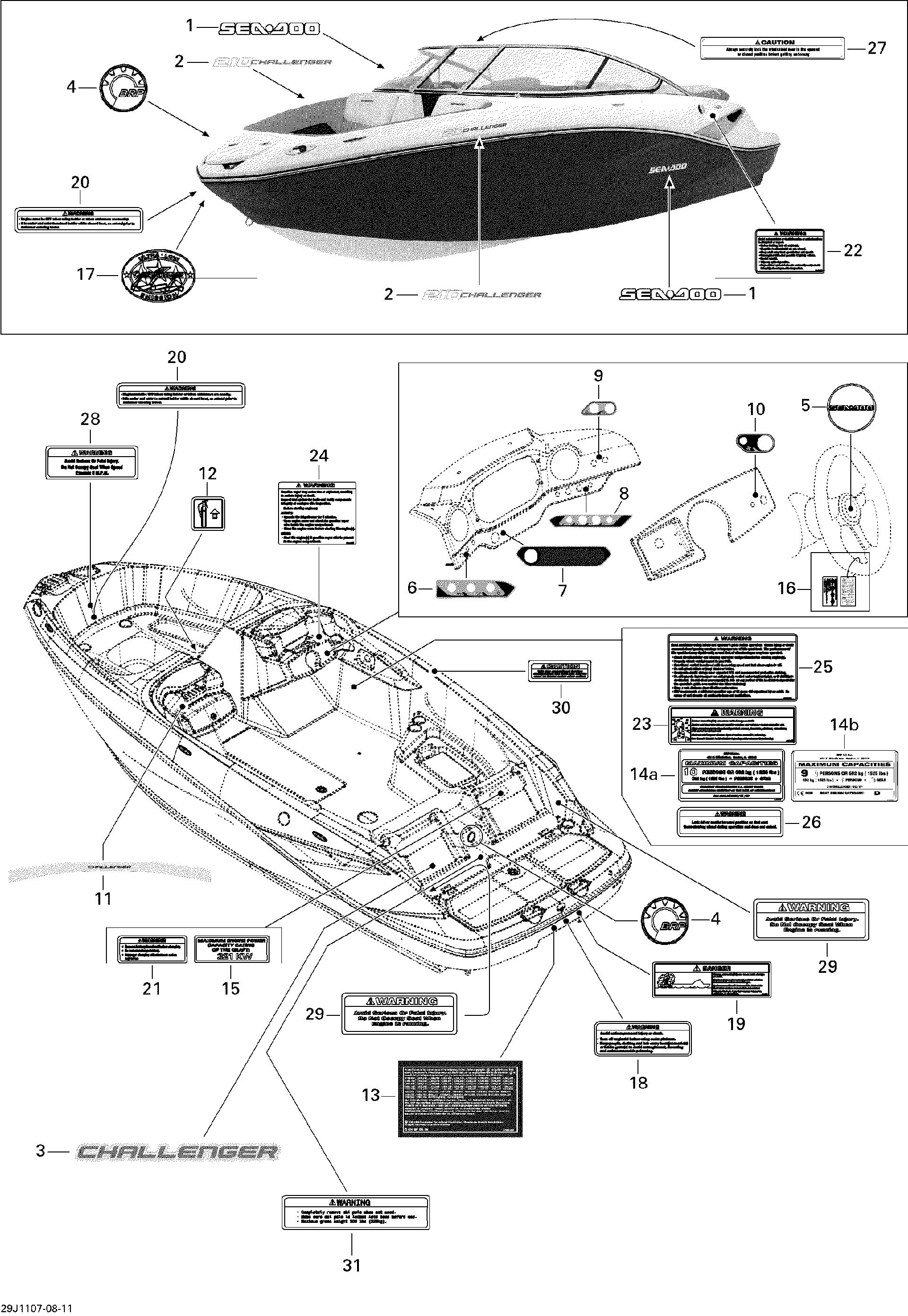 Sea-Doo Power Capacity Label, OEM Part # 204901612