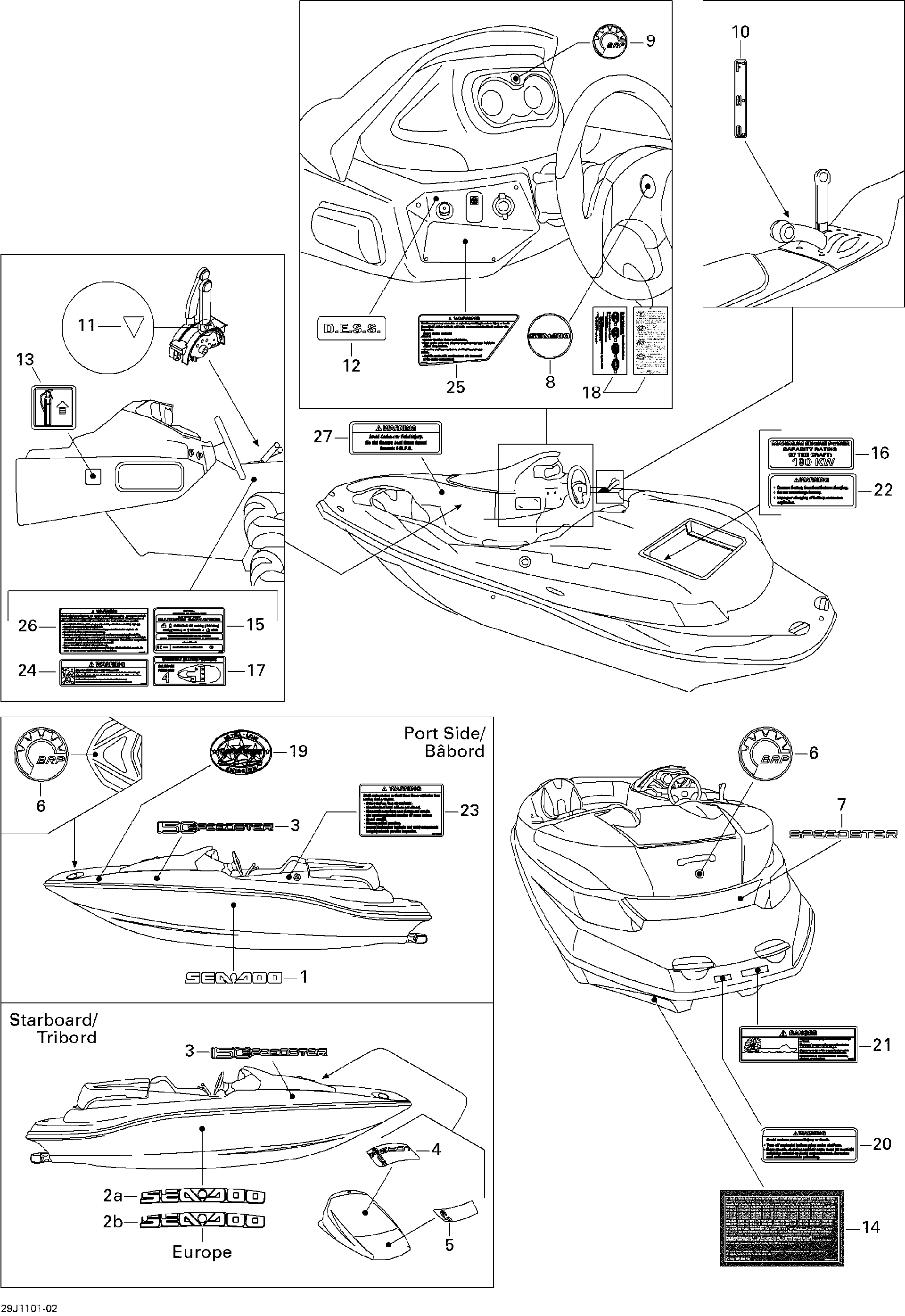 Sea-Doo Power Capacity Label, OEM Part # 204901894