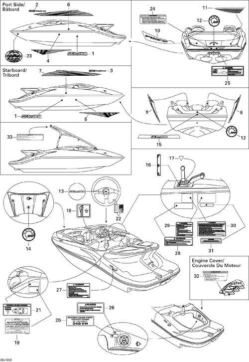 Sea-Doo BOW Cover Graphic, OEM Part # 204901916