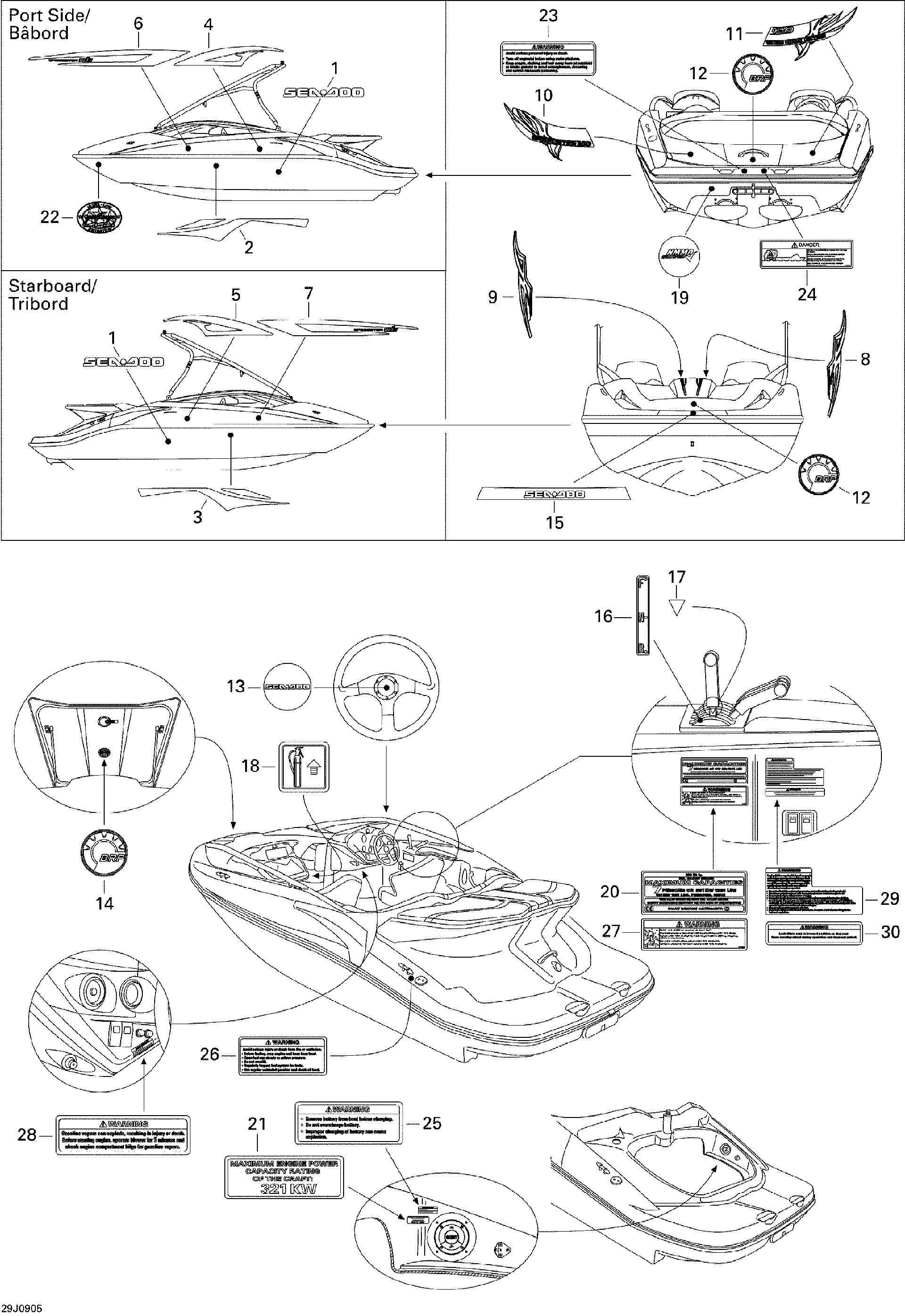 Sea-Doo Capacity Label, OEM Part # 204901988