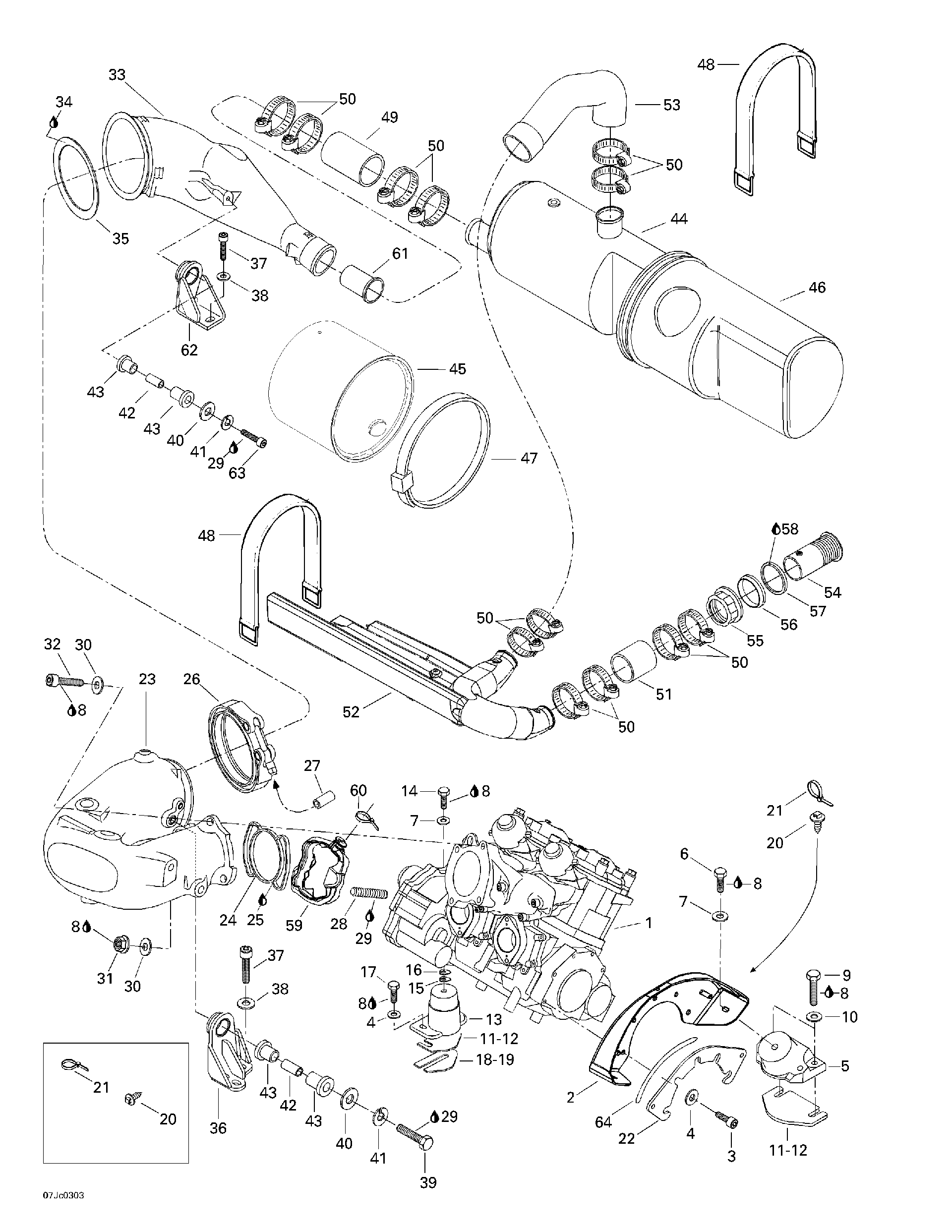 Fits 2000-2003 Sea-Doo Sportster LE Socket HEAD Screw M10 X 40, OEM Part # 205004060 - schematic diagram