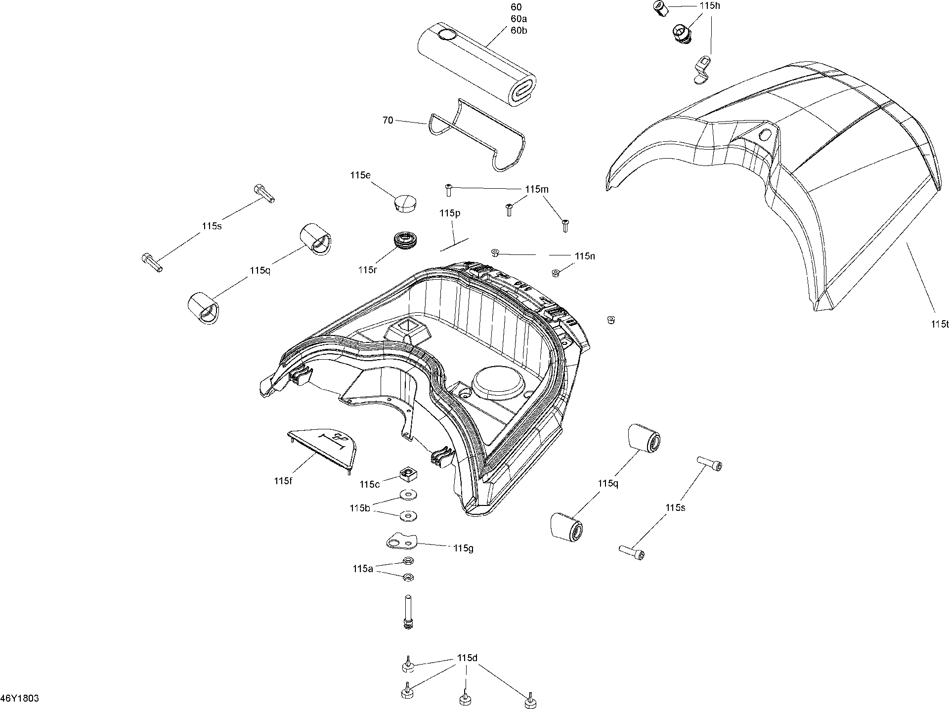 Fits 2018 Can-Am F3 S SM6 & SE6 BIN Storage B-257 KIT SPY, OEM Part # 219400857 - schematic diagram