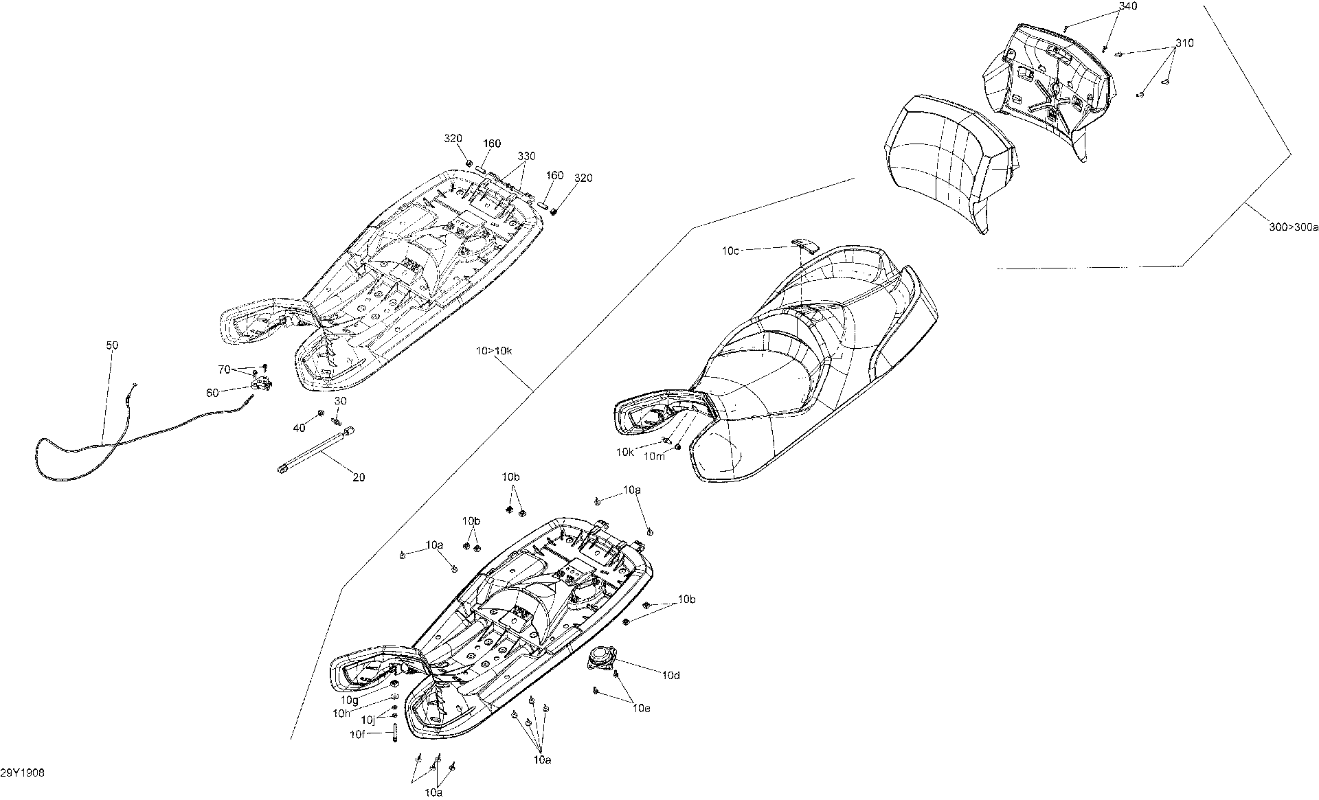 Fits 2019 Can-Am 003 - RT LTD SE6 KIT Backrest Passenger ASM, OEM Part # 219800455 - schematic diagram
