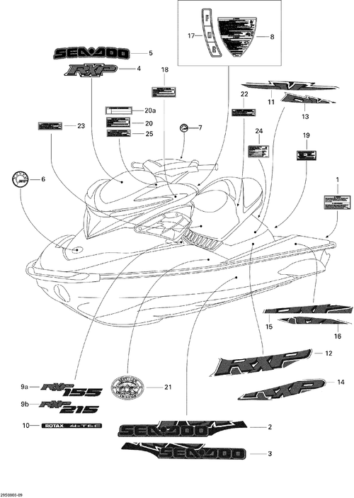 Sea-Doo LH Lower REAR Decal, OEM Part # 219902791