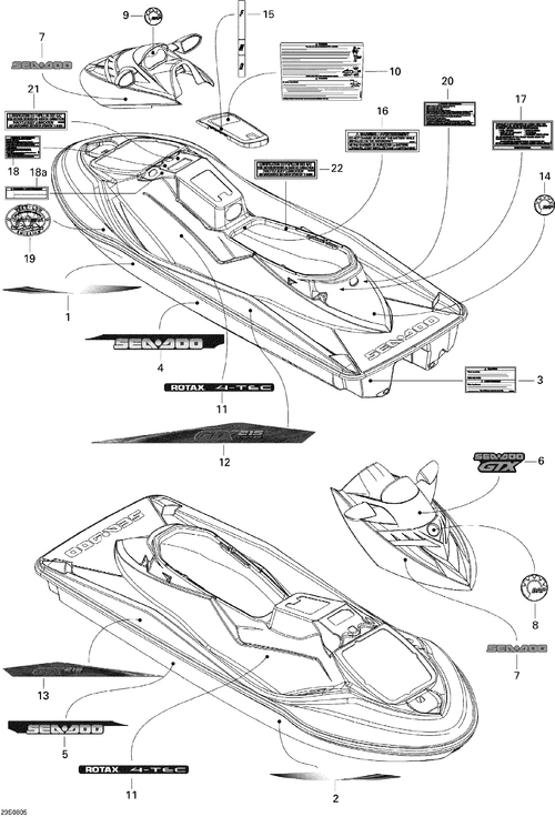 Sea-Doo LH SEA DOO HULL Decal, OEM Part # 219902846