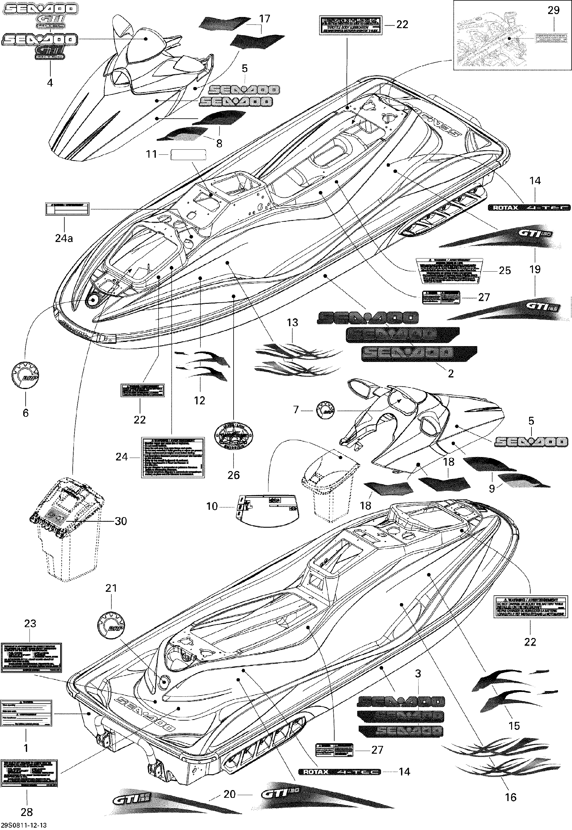 Sea-Doo LH Decal, OEM Part # 219902922