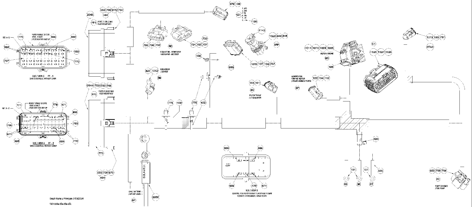 Schematic diagram for Fits 2009-2010 Sea-Doo GTX 155 / GTX iS 215 Fuse-Relay Decal, OEM Part # 219903035