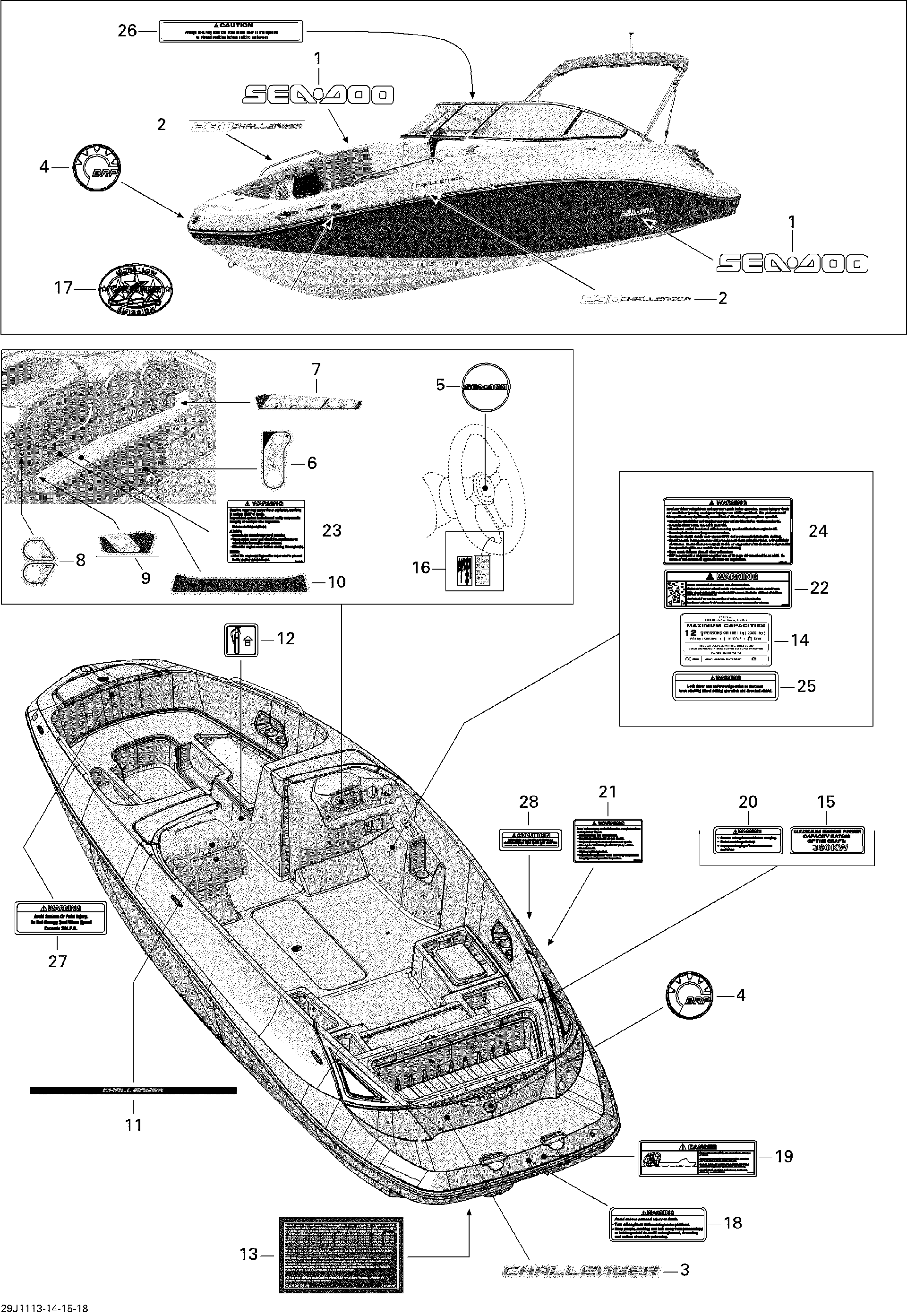 Sea-Doo Decal Switche LEFT, OEM Part # 219903369