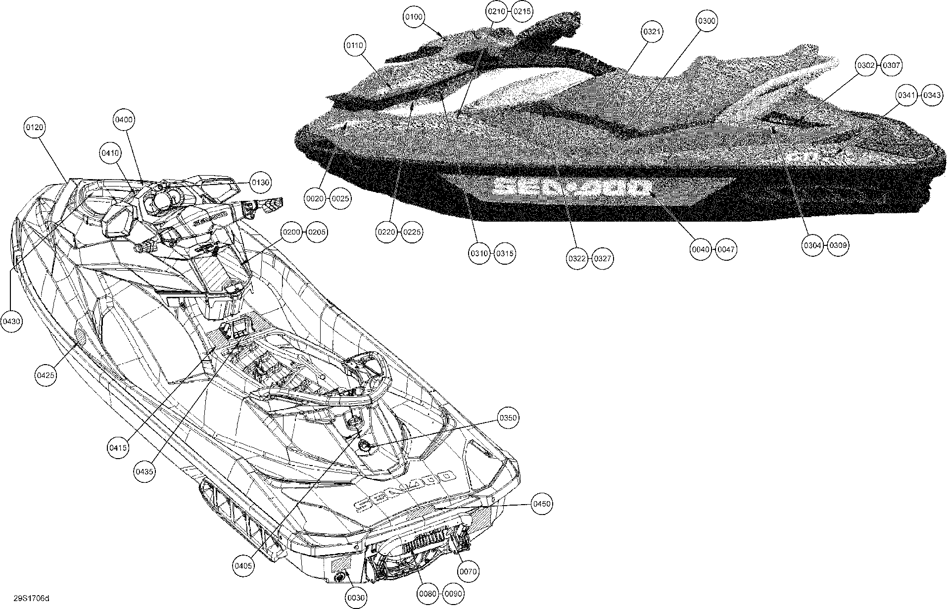 Fits 2016-2017 Sea-Doo GTI-GTR-GTS Front Decal Lateral Right, OEM Part # 219904772 - schematic diagram