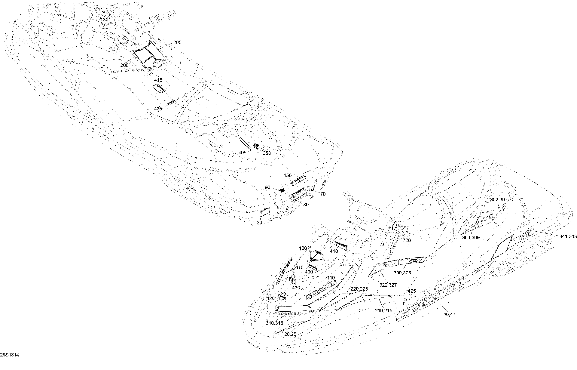 Fits 2017-2018 Sea-Doo 1- GTI 90 / 2- GTI 130 Front Decal Sea-doo, OEM Part # 219904918 - schematic diagram
