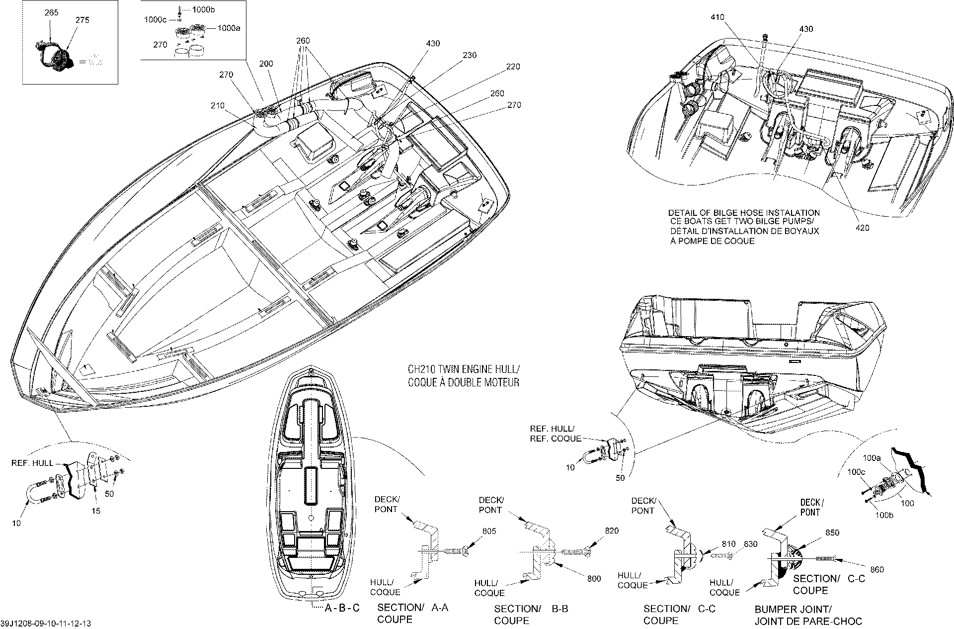 Fits 2009-2012 Sea-Doo 210 Challenger S & Challenger SE 310 / 210 Challenger SE 430 Phillips Tapping Screw M4, OEM Part # 250000395 - schematic diagram