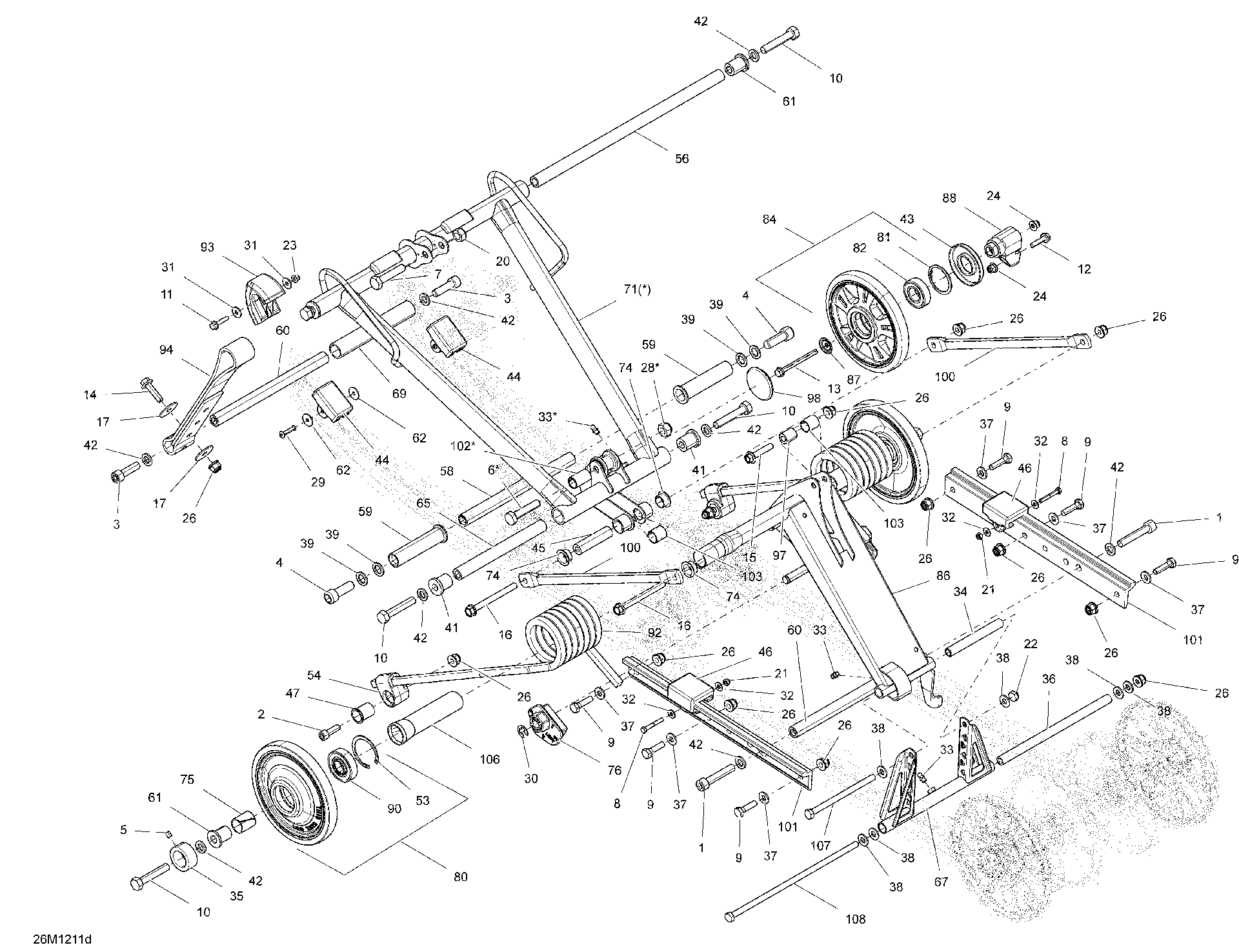Fits 2010-2012 Ski-Doo Freeride 137 & 146 & 154 800RETEC XP HEX. Screw M10 X 55 Scotch, OEM Part # 250000469 - schematic diagram