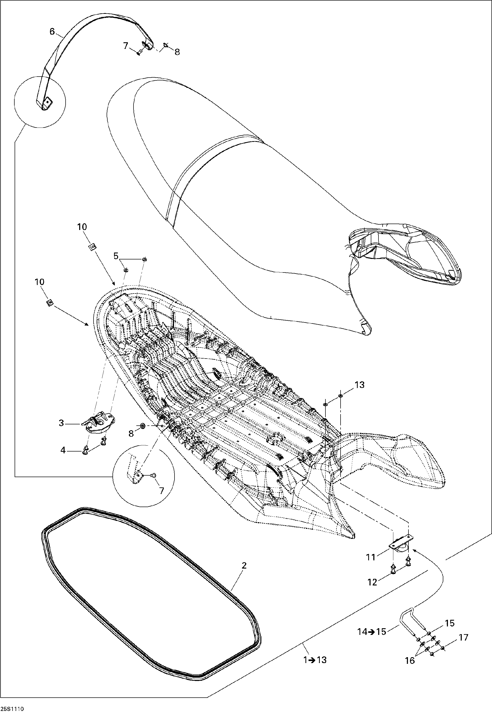 Fits 2007-2011 Sea-Doo RXP-X 255 & RS / RXP-X 255 and 255 RS Quarter TURN NUT, OEM Part # 250100032 - schematic diagram