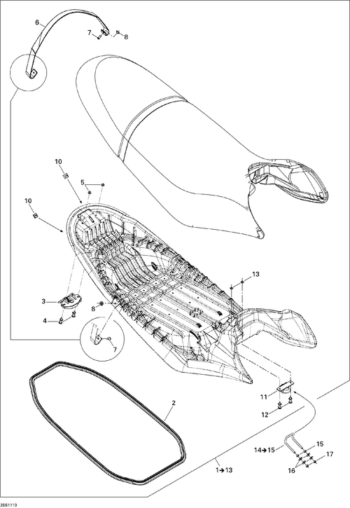 Fits 2007-2011 Sea-Doo RXP-X 255 & RS / RXP-X 255 and 255 RS Quarter TURN NUT, OEM Part # 250100032 - schematic diagram