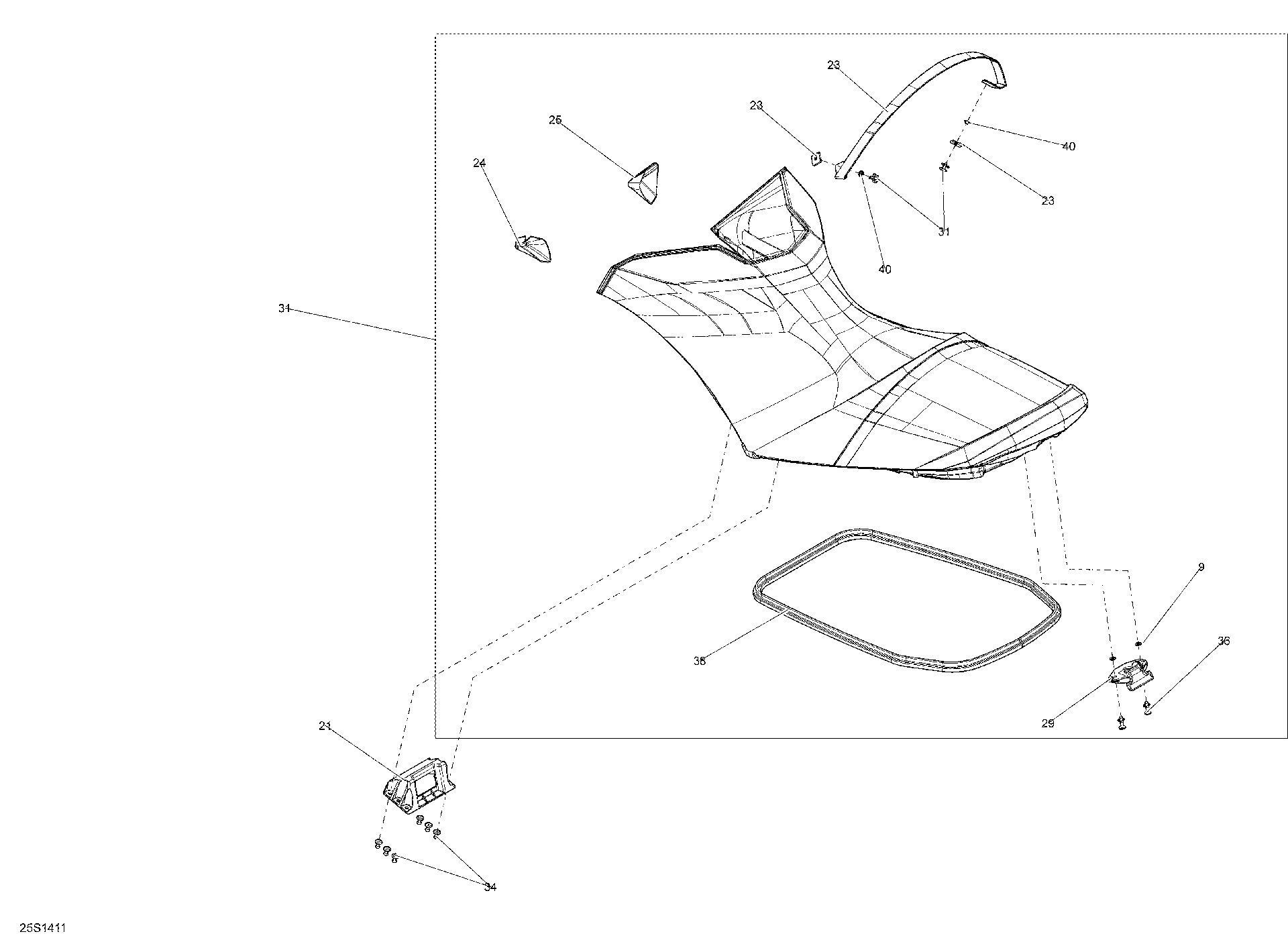 Fits 2012-2014 Sea-Doo RXP-X 260 & RS Seat,corner FR, OEM Part # 269002447 - schematic diagram