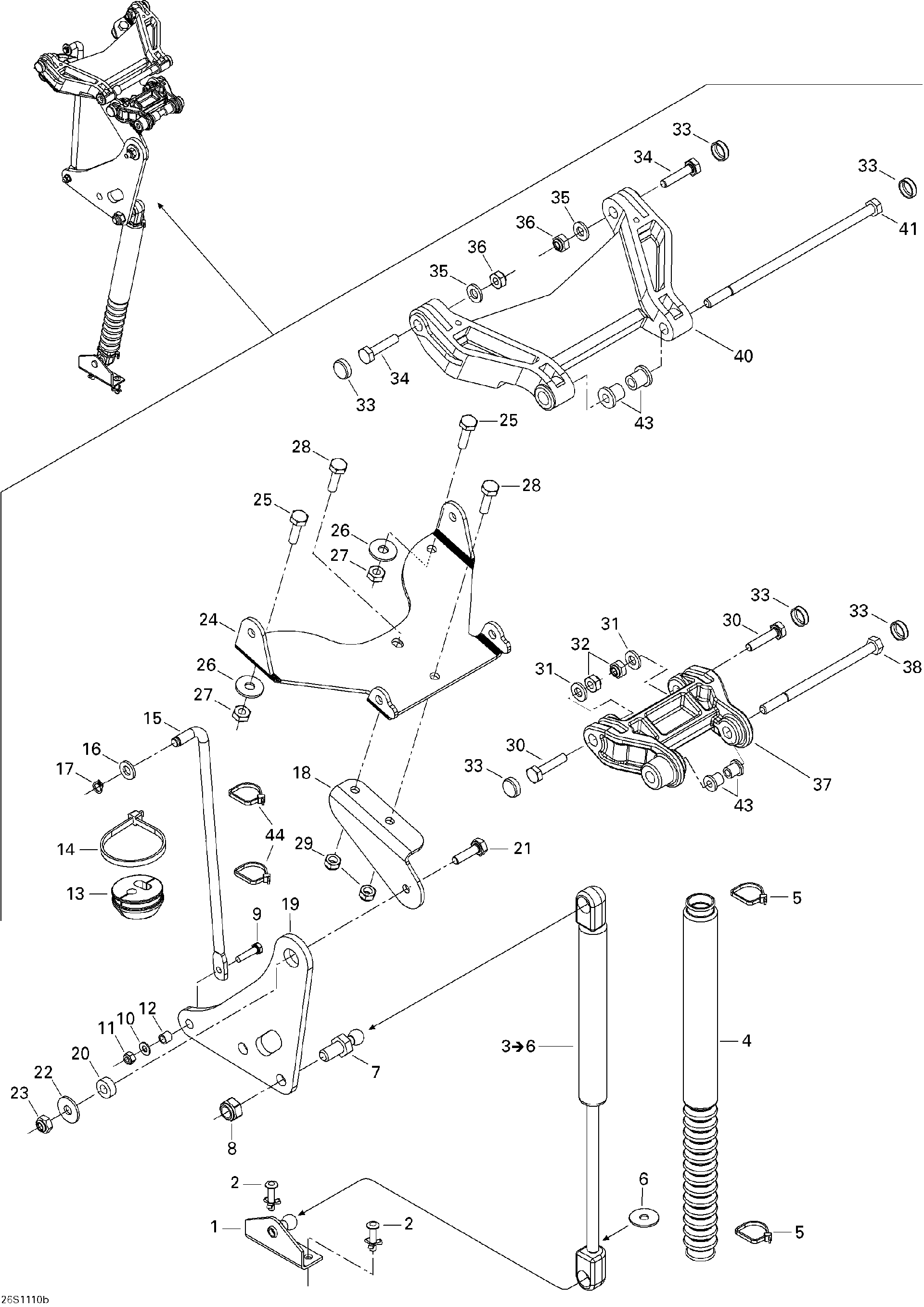 Fits 2007-2011 Sea-Doo RXP-X 255 & RS / RXP-X 255 and 255 RS Pivot Support, OEM Part # 269500703 - schematic diagram