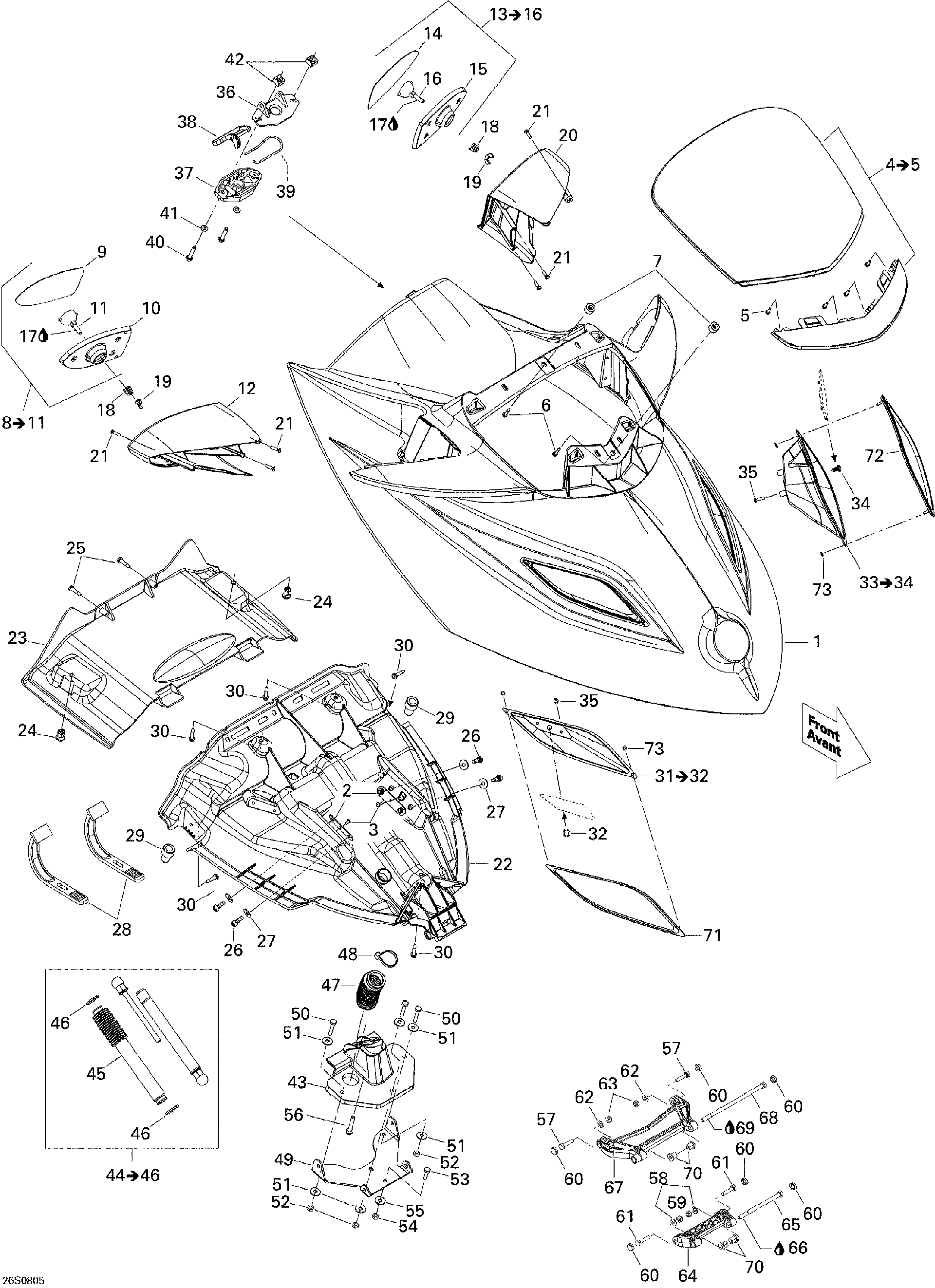 Sea-Doo LH Mirror Housing, OEM Part # 269501536