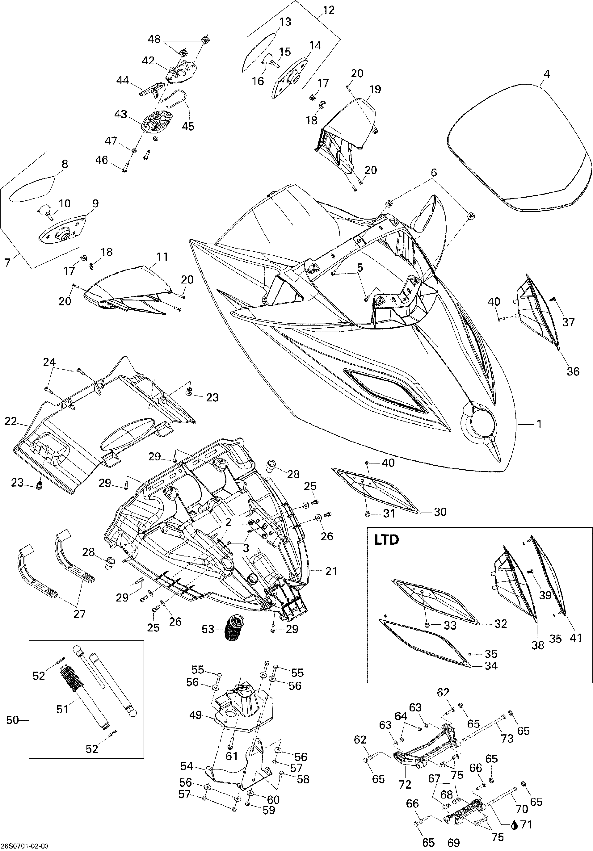 Sea-Doo Housing RH, OEM Part # 269501564