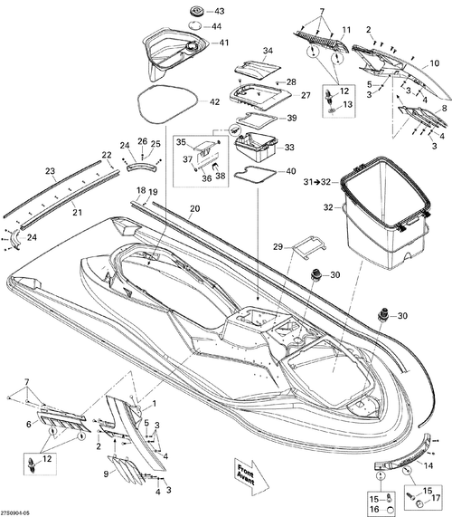Sea-Doo LH SIDE Molding, OEM Part # 269501532