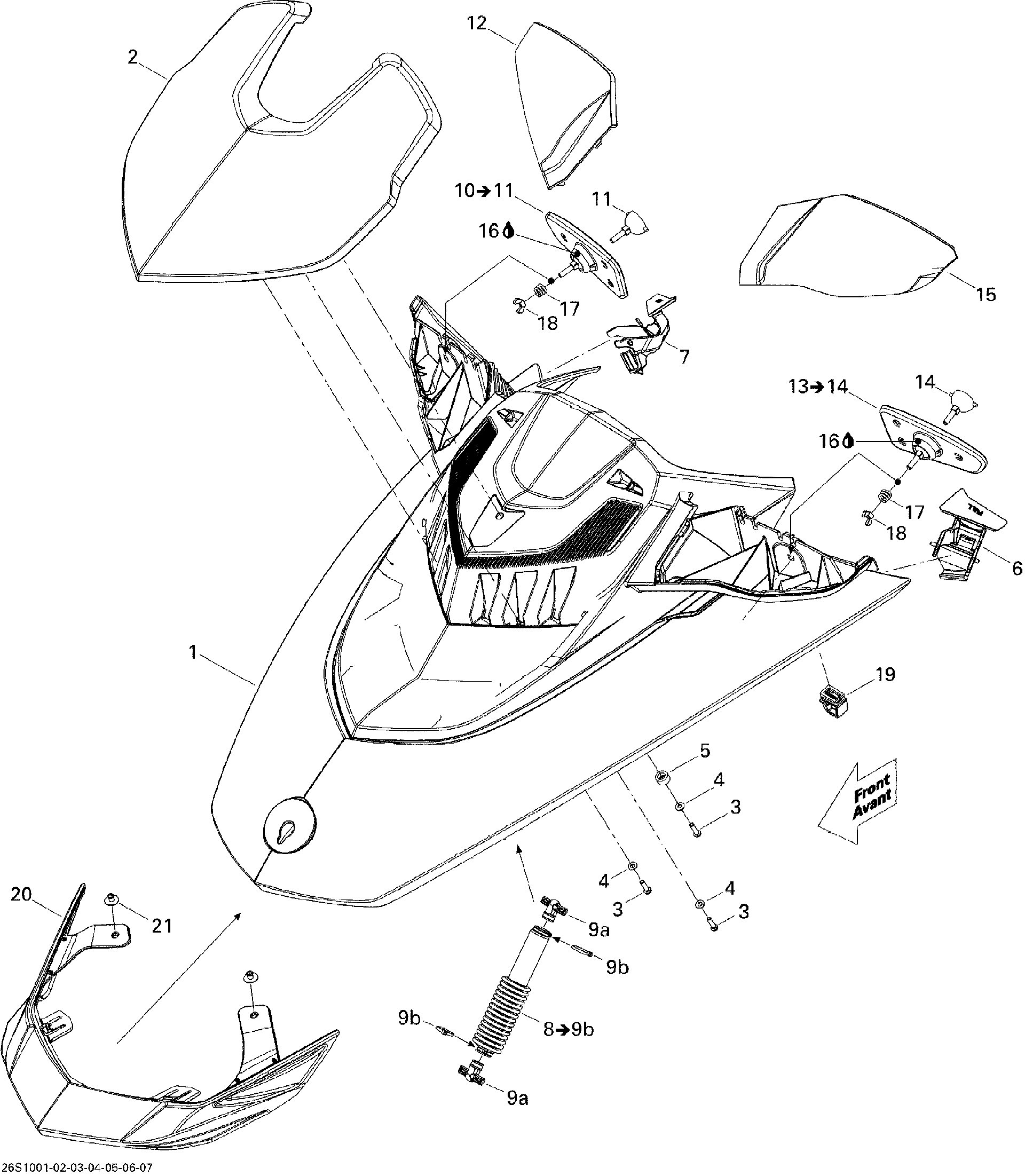Schematic diagram for Fits 2009-2010 Sea-Doo GTX LTD iS 260 / GTX LIMITED iS 255 LH Mirror Housing, Topaz, OEM Part # 269501696