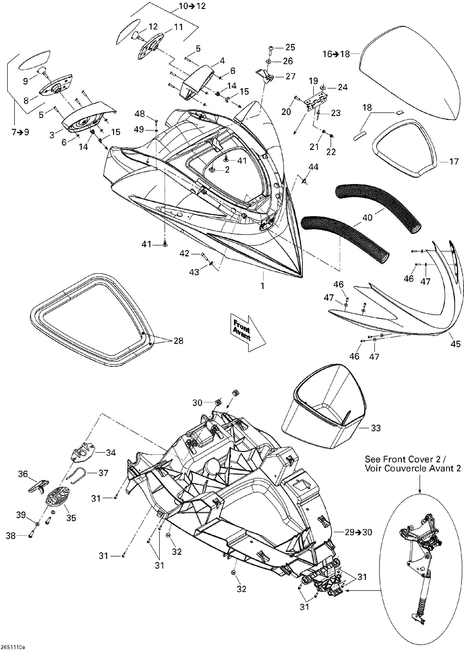 Fits 2010-2011 Sea-Doo RXP-X 255 & RS / RXP-X 255 and 255 RS RH Mirror Housing, OEM Part # 269501775 - schematic diagram