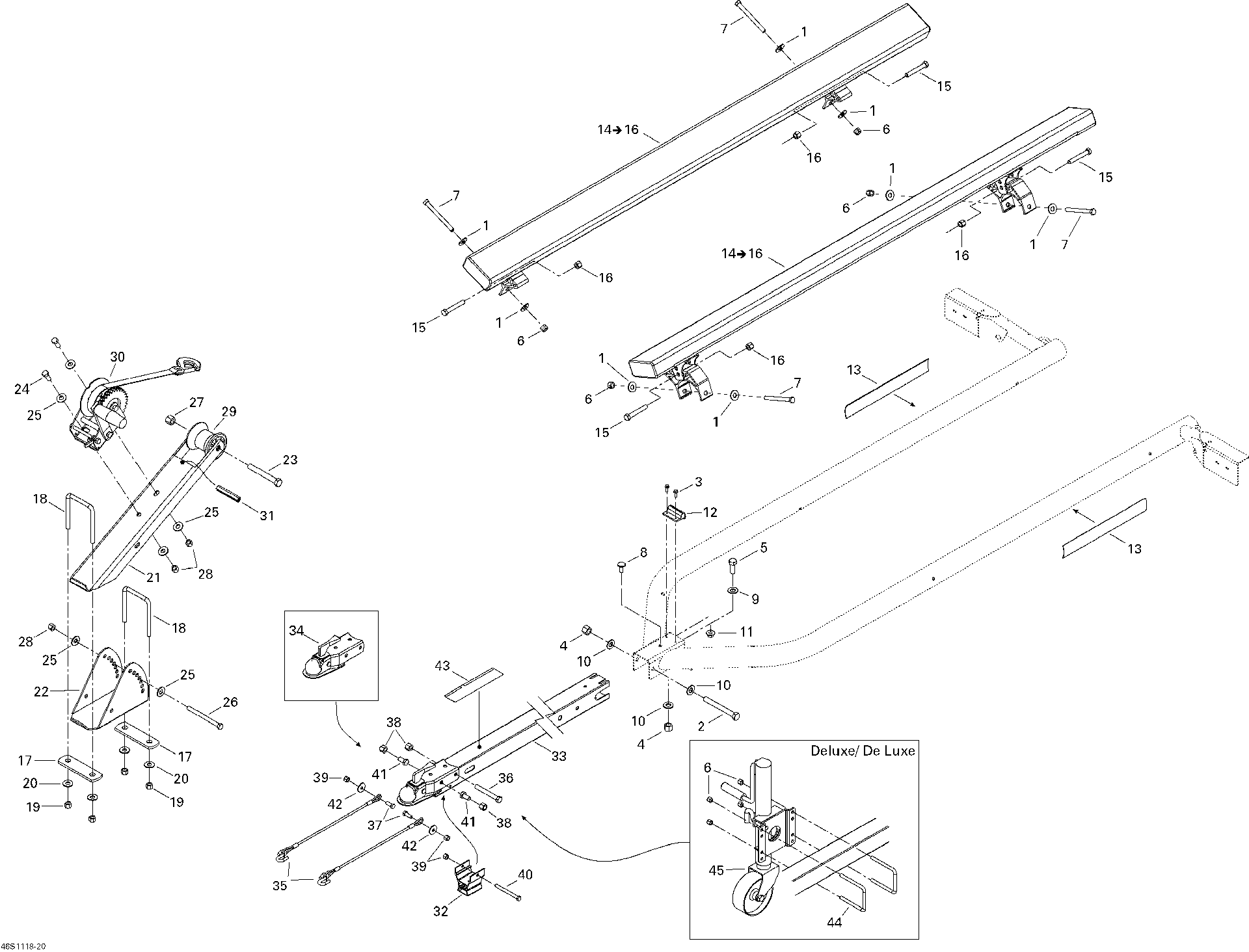 Fits 2011 Sea-Doo Accessory / Trailer (Advanced Tec I De Luxe) 2011 Galvanized BUNK, OEM Part # 269800171 - schematic diagram