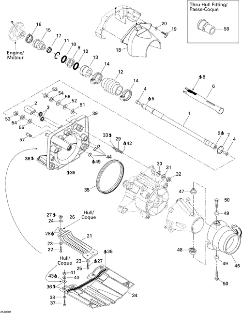 Sea-Doo Transmission Shaft ASM, OEM Part # 272000154