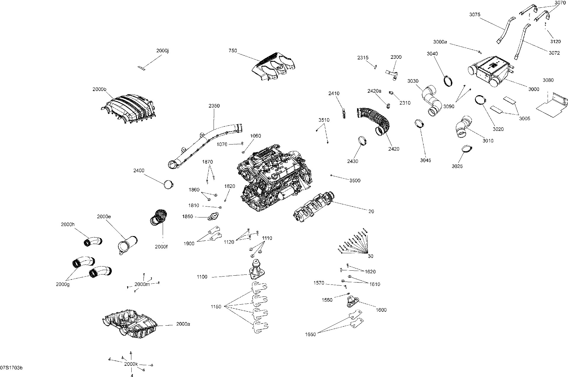 Fits 2011-2016 Sea-Doo GTI-GTR-GTS / Wake PRO AIR Silencer TUBE, OEM Part # 273000299 - schematic diagram