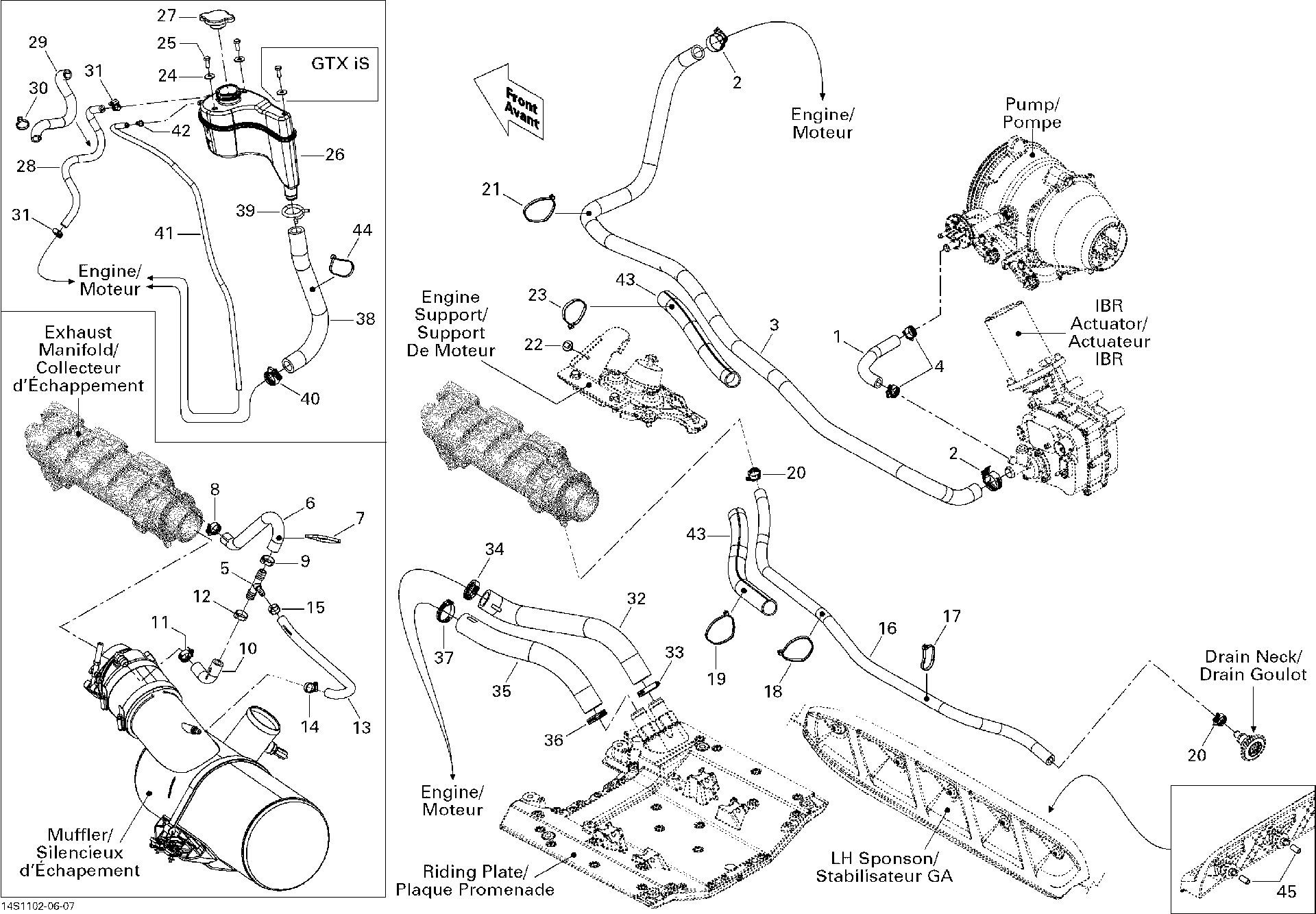 Fits 2010-2012 Sea-Doo GTX 215 / GTX LTD iS 260 Formed HOSE, OEM Part # 276000237 - schematic diagram