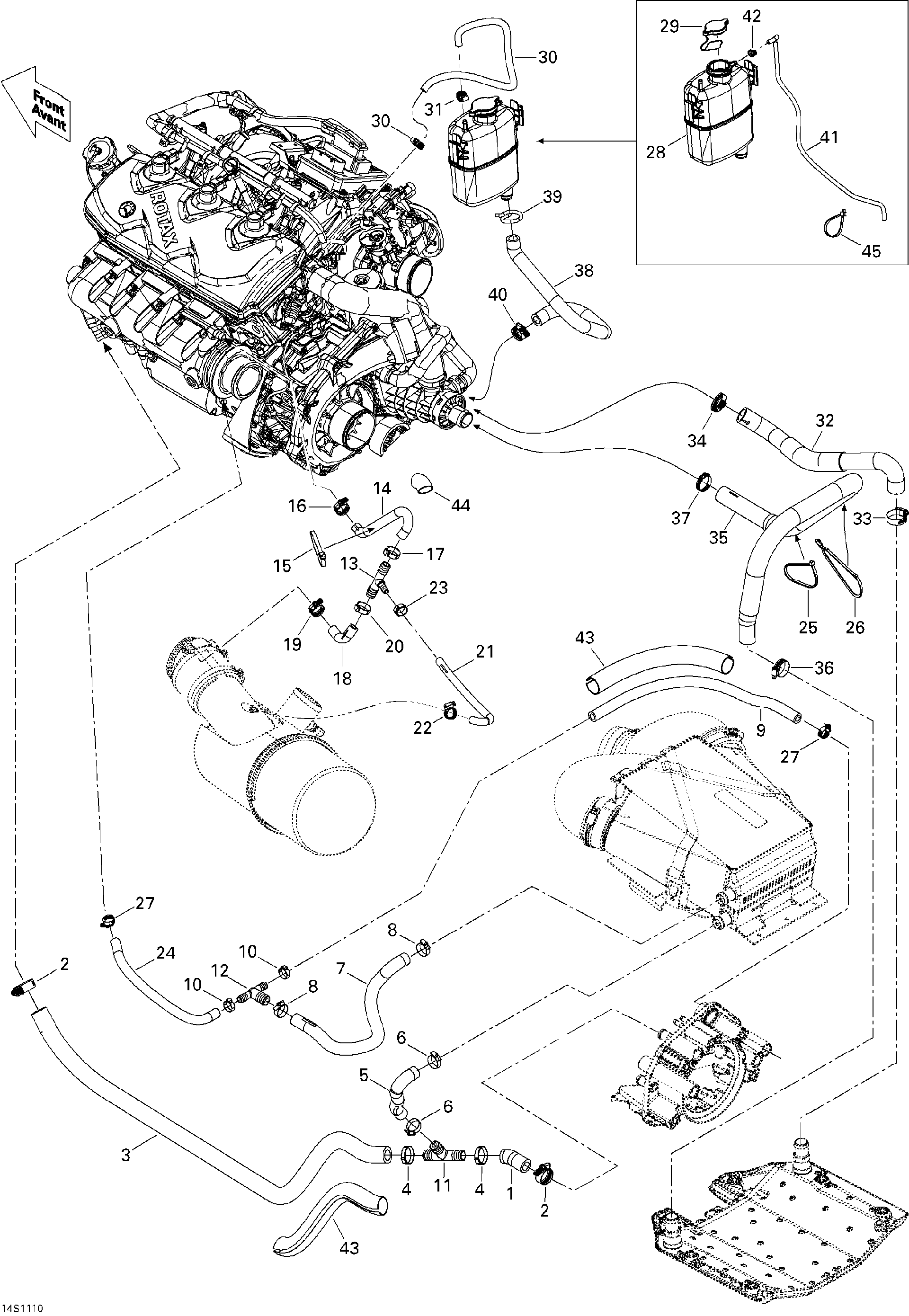 Fits 2010-2011 Sea-Doo RXP-X 255 & RS / RXP-X 255 and 255 RS RH Radiator HOSE, OEM Part # 276000247 - schematic diagram