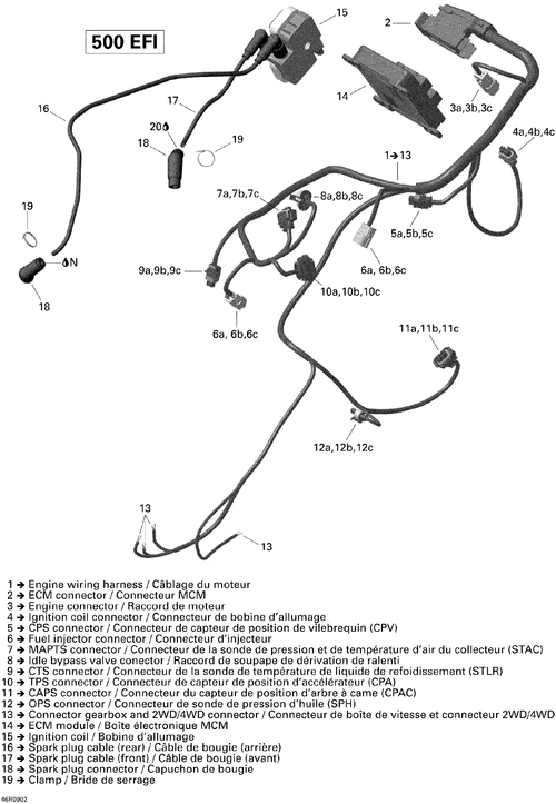 Fits 2001-2009 Can-Am | Sea-Doo Outlander 500 EFI / Outlander 500 EFI XT Female Terminal, OEM Part # 278001210 - schematic diagram