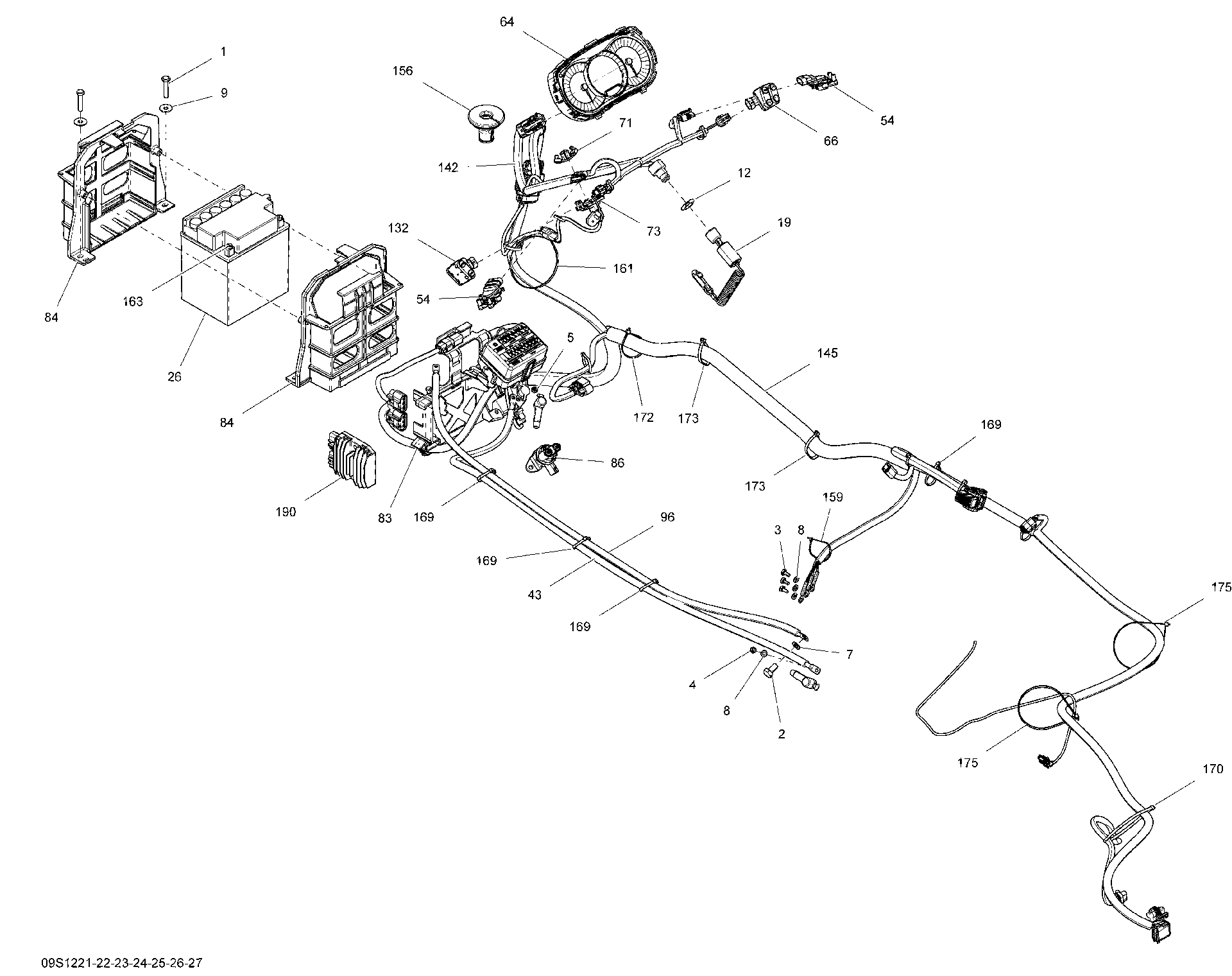 Fits 2012 Sea-Doo GTS 130 & Rental 99 Steering Harness, OEM Part # 278002770 - schematic diagram