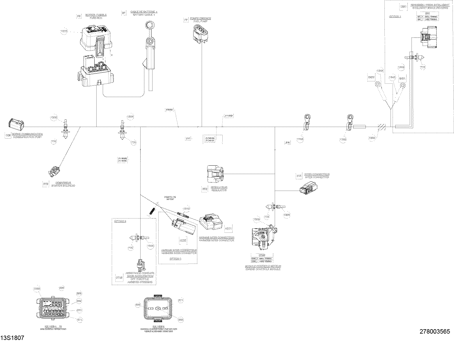 Fits 2018 Sea-Doo 1- GTS 90 Wiring Harness, OEM Part # 278003565 - schematic diagram