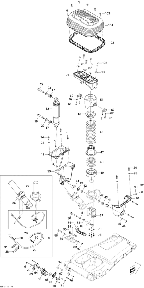 Fits 2009-2012 Sea-Doo RXT 260 (IS) / RXT iS 260 Lower Spring Protector, OEM Part # 279000133 - schematic diagram
