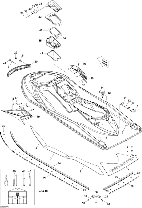 Fits Sea-Doo LH Center REAR Carpet, OEM Part # 291002383