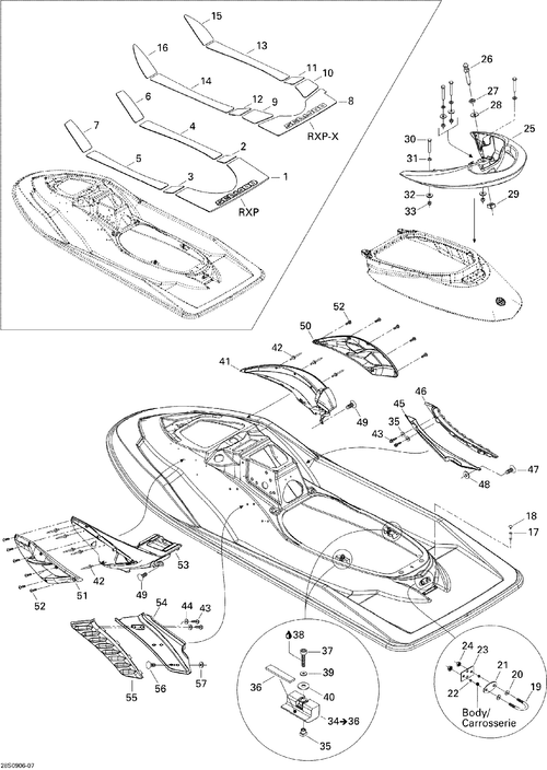 Fits Sea-Doo RH Moulding, OEM Part # 291002456