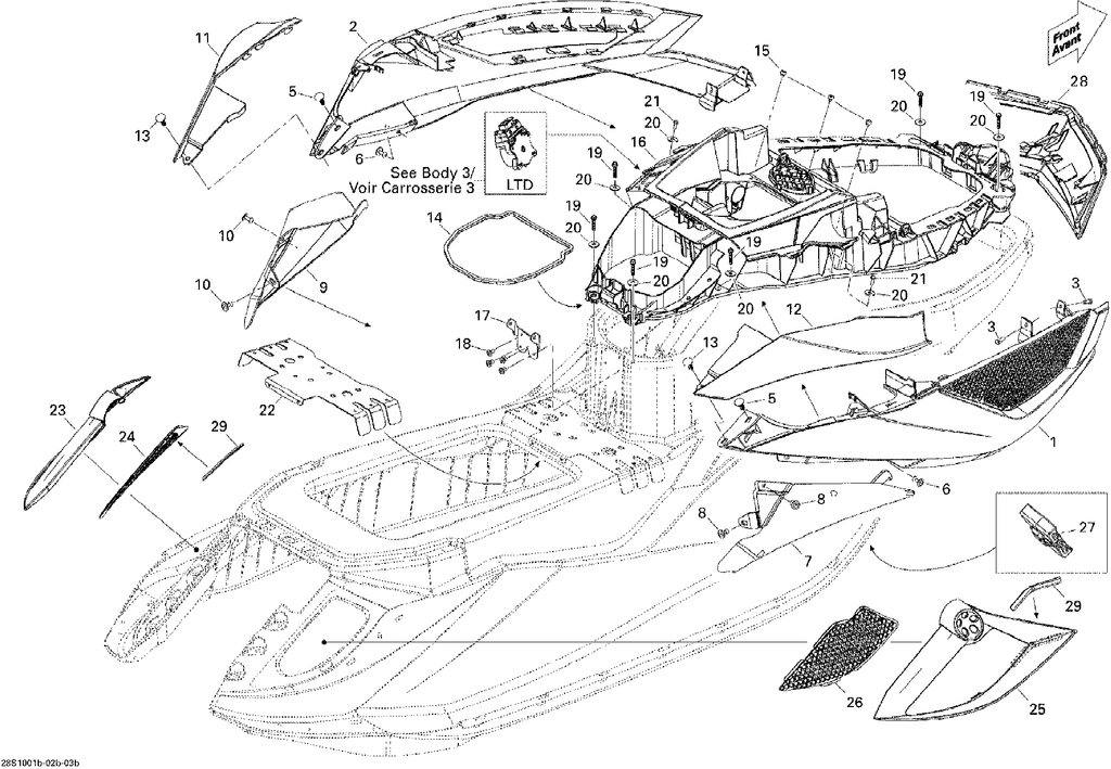 Fits Sea-Doo LH Front BODY Cover, OEM Part # 291002825