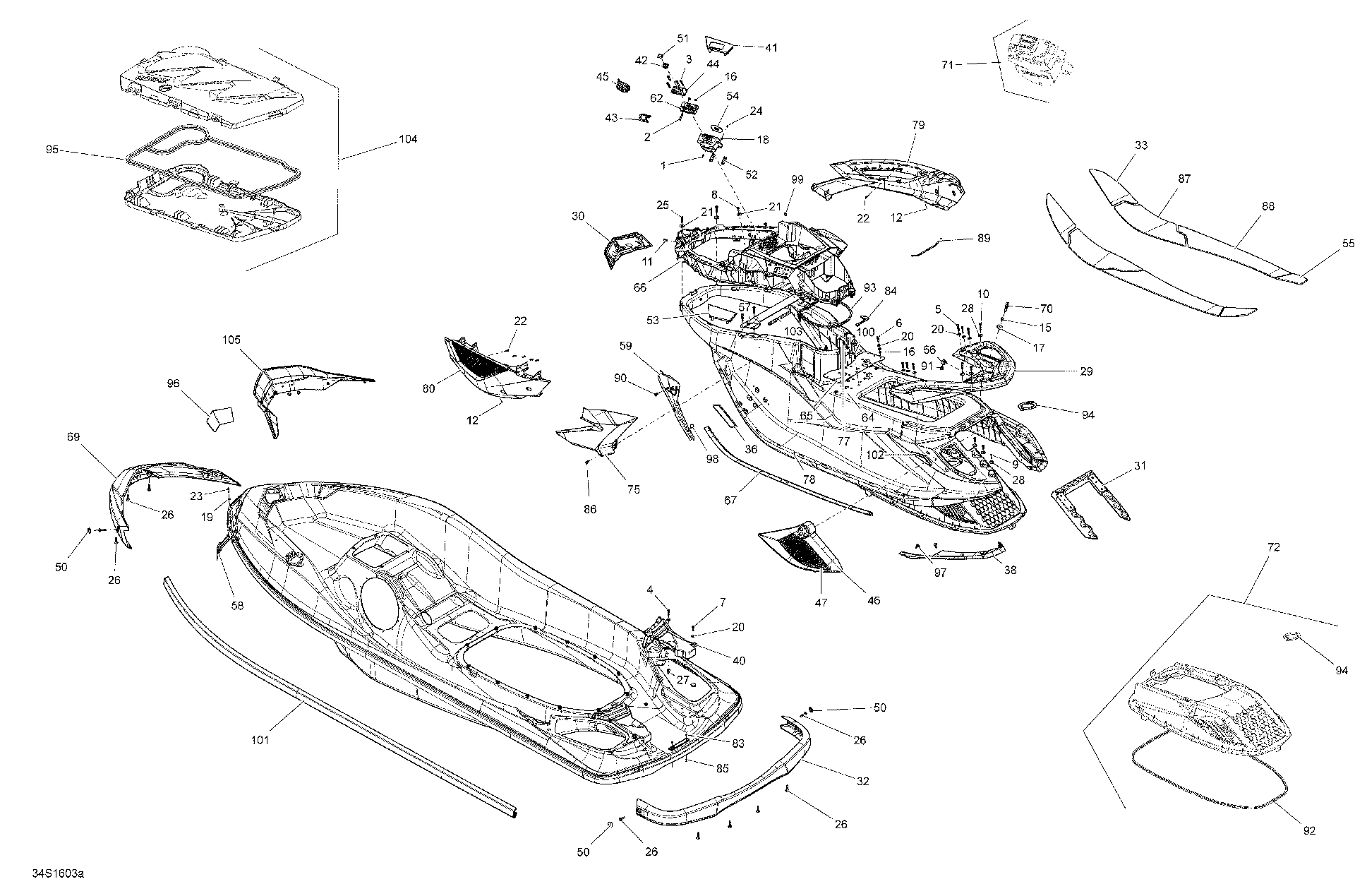 Fits 2012-2016 Sea-Doo RXT-X aS 260 & RS. / RXT Upper Reinforcement, OEM Part # 291003305 - schematic diagram