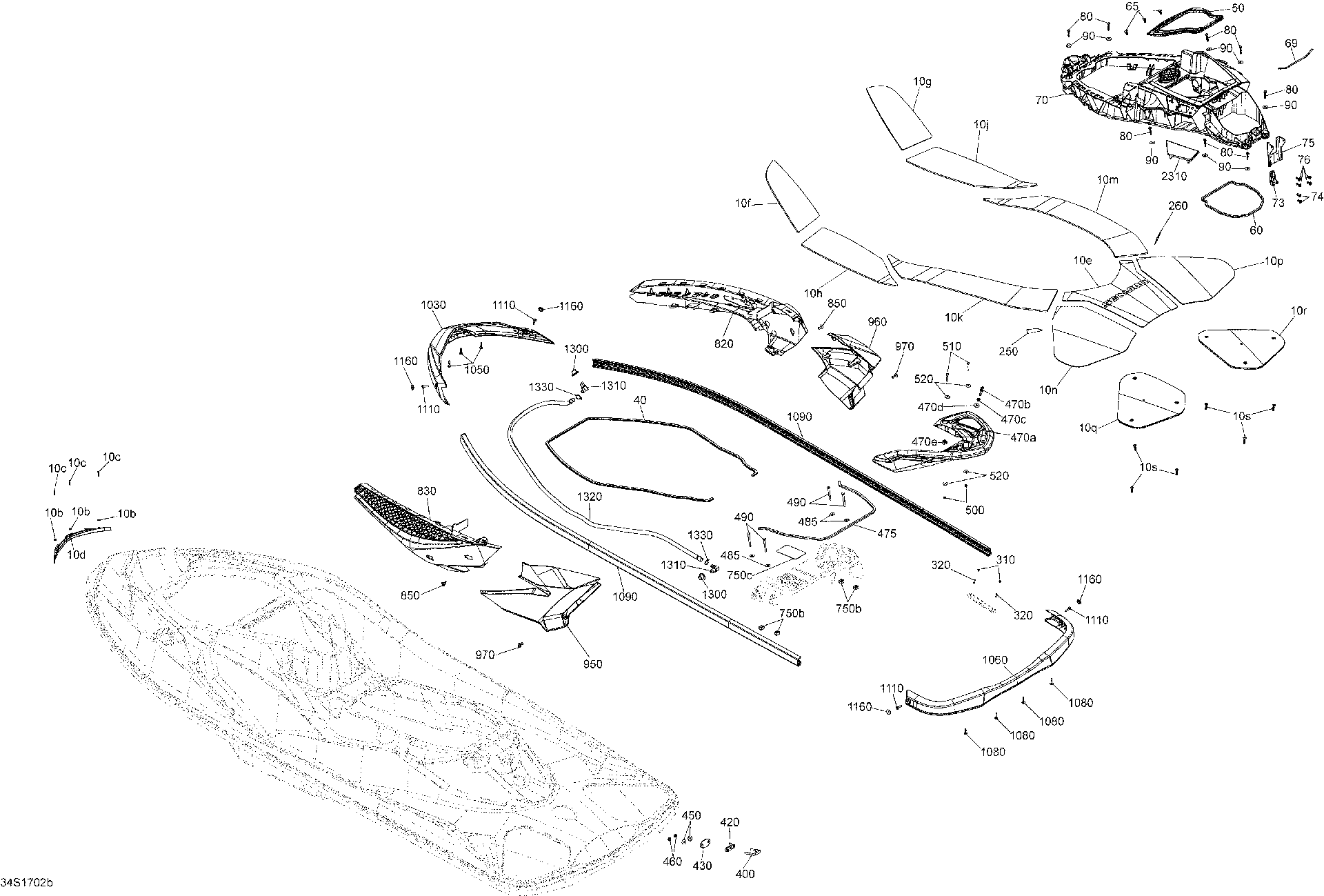Fits 2012-2017 Sea-Doo GTX 155 / GTX LTD 215 ANTI SLIP MAT FR, OEM Part # 291003581 - schematic diagram