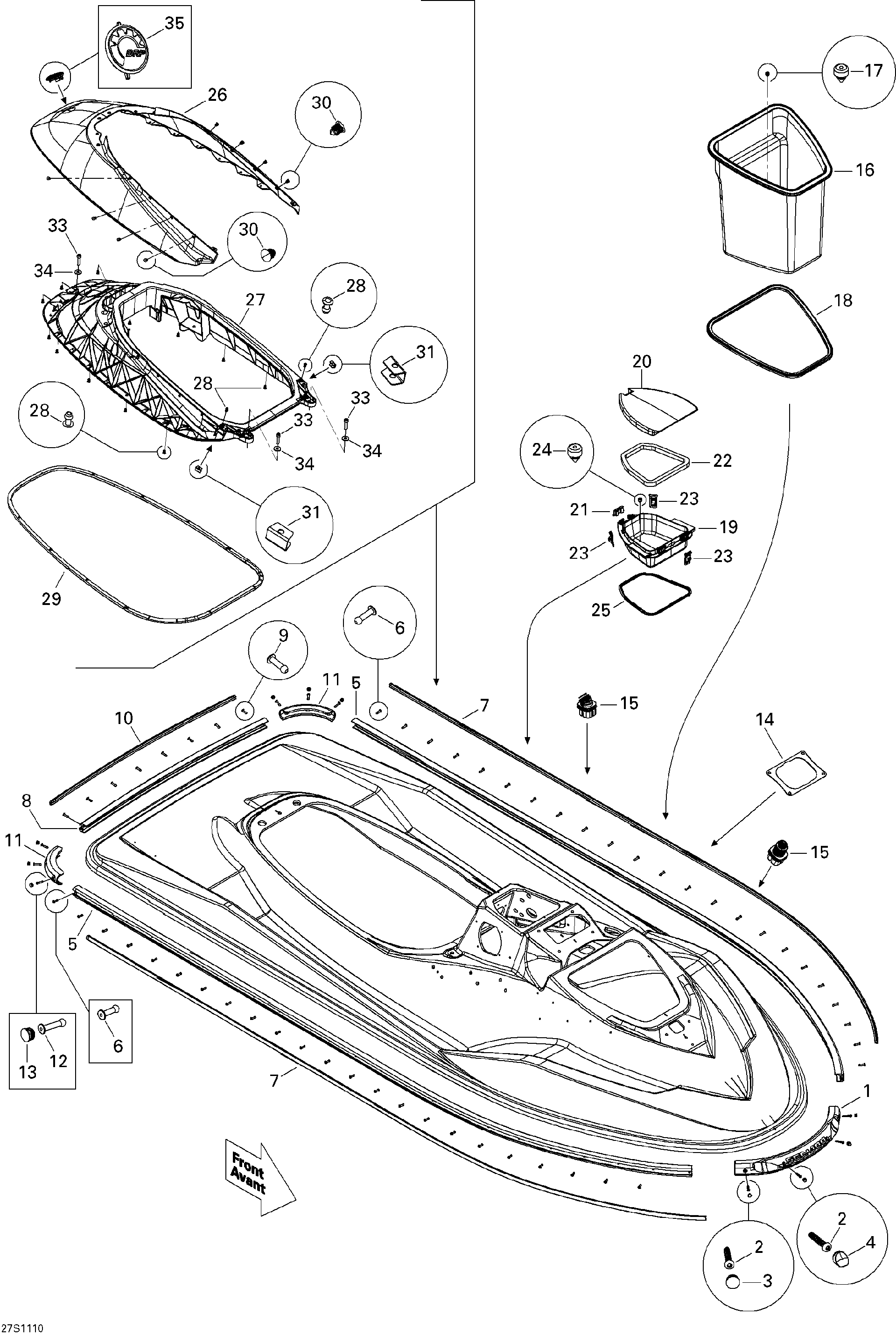Fits 2007-2011 Sea-Doo RXP-X 255 & RS / RXP-X 255 and 255 RS Insert, OEM Part # 293450259 - schematic diagram