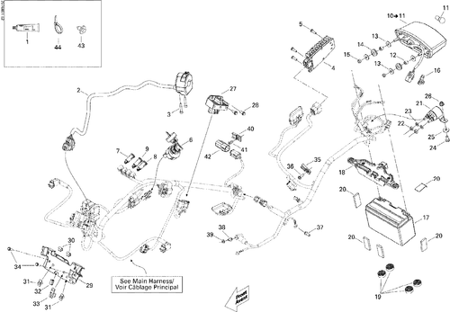 Fits 2007-2009 Can-Am | Ski-Doo DS 450 / DS 450 X CLIP, OEM Part # 409014200 - schematic diagram