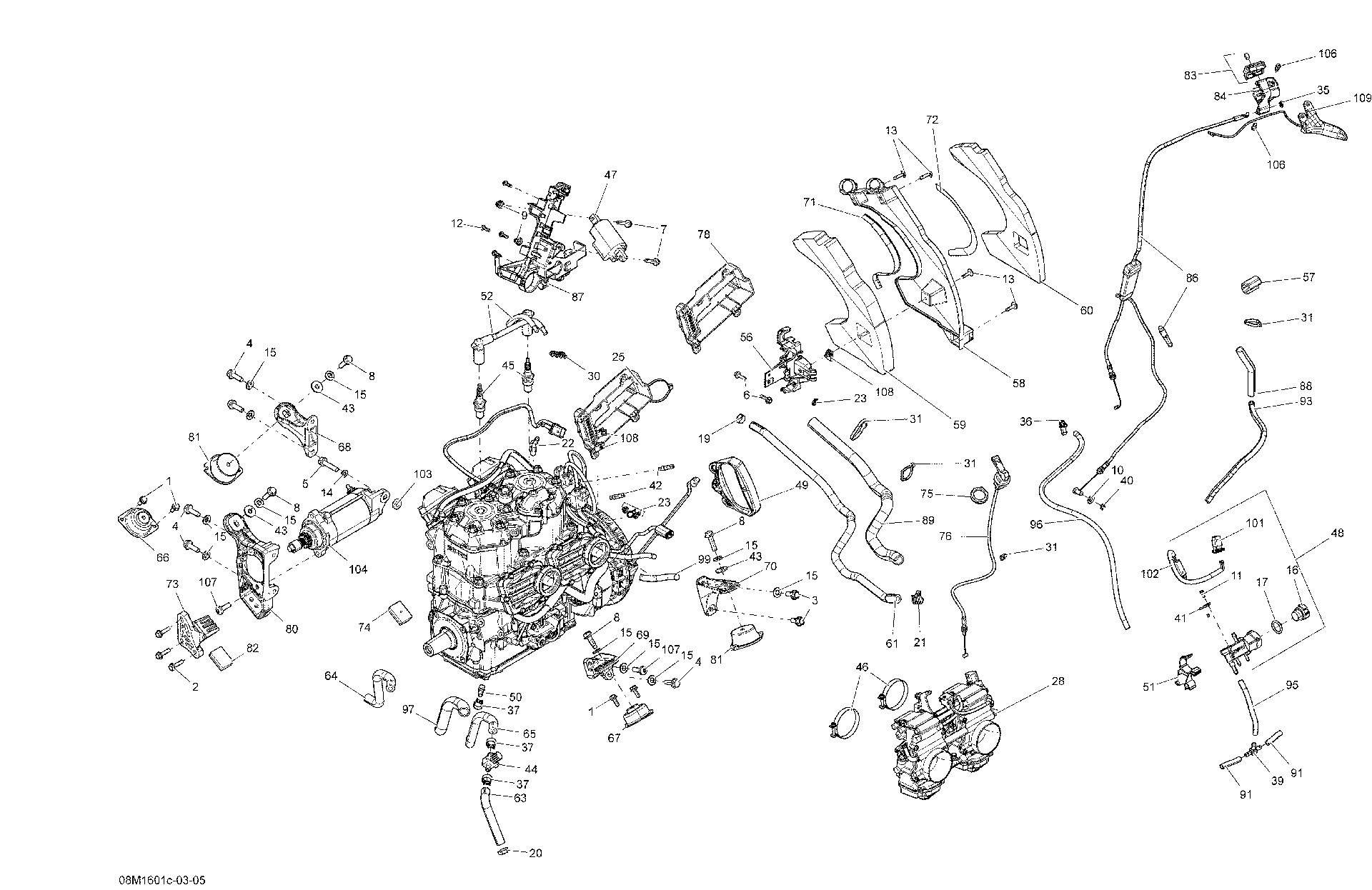 Fits 2008-2016 Ski-Doo SUMMIT 600 CARB / SUMMIT 800R P-TEK T-fitting, OEM Part # 414729300 - schematic diagram