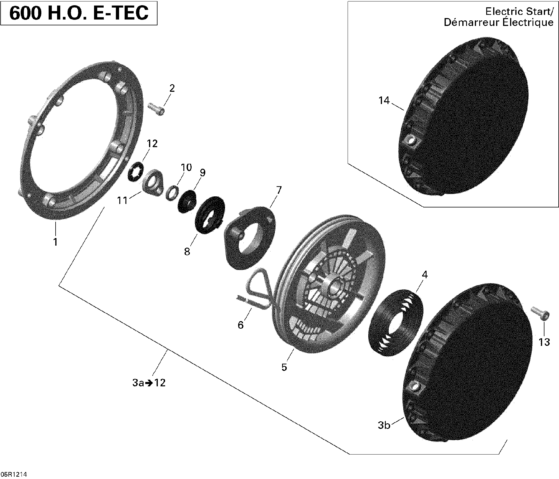 Fits 2011-2012 Ski-Doo Grand Touring LE 600HOETEC XR / GSX LE 600HOETEC XP Rewind Starter ASM, OEM Part # 415129800 - schematic diagram