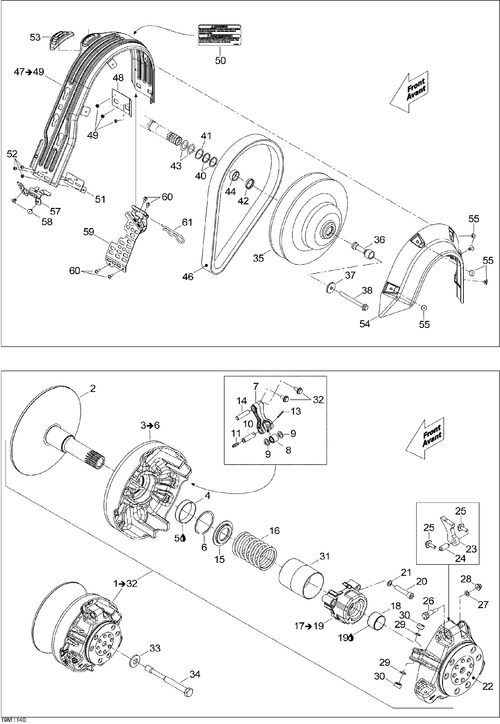 Fits 2009-2011 Ski-Doo MX Z X 600RS Bushing, OEM Part # 417127149 - schematic diagram